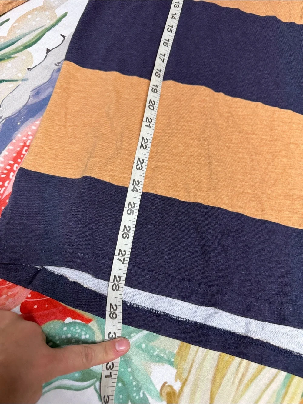 Urban Outfitters Striped Half-Zip Rugby shirt Navy & Tan small